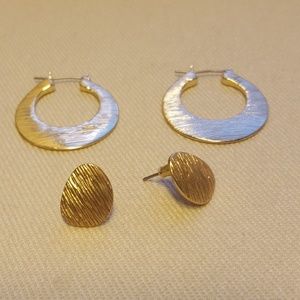 Matching Gold Hoop and Stud Earrings